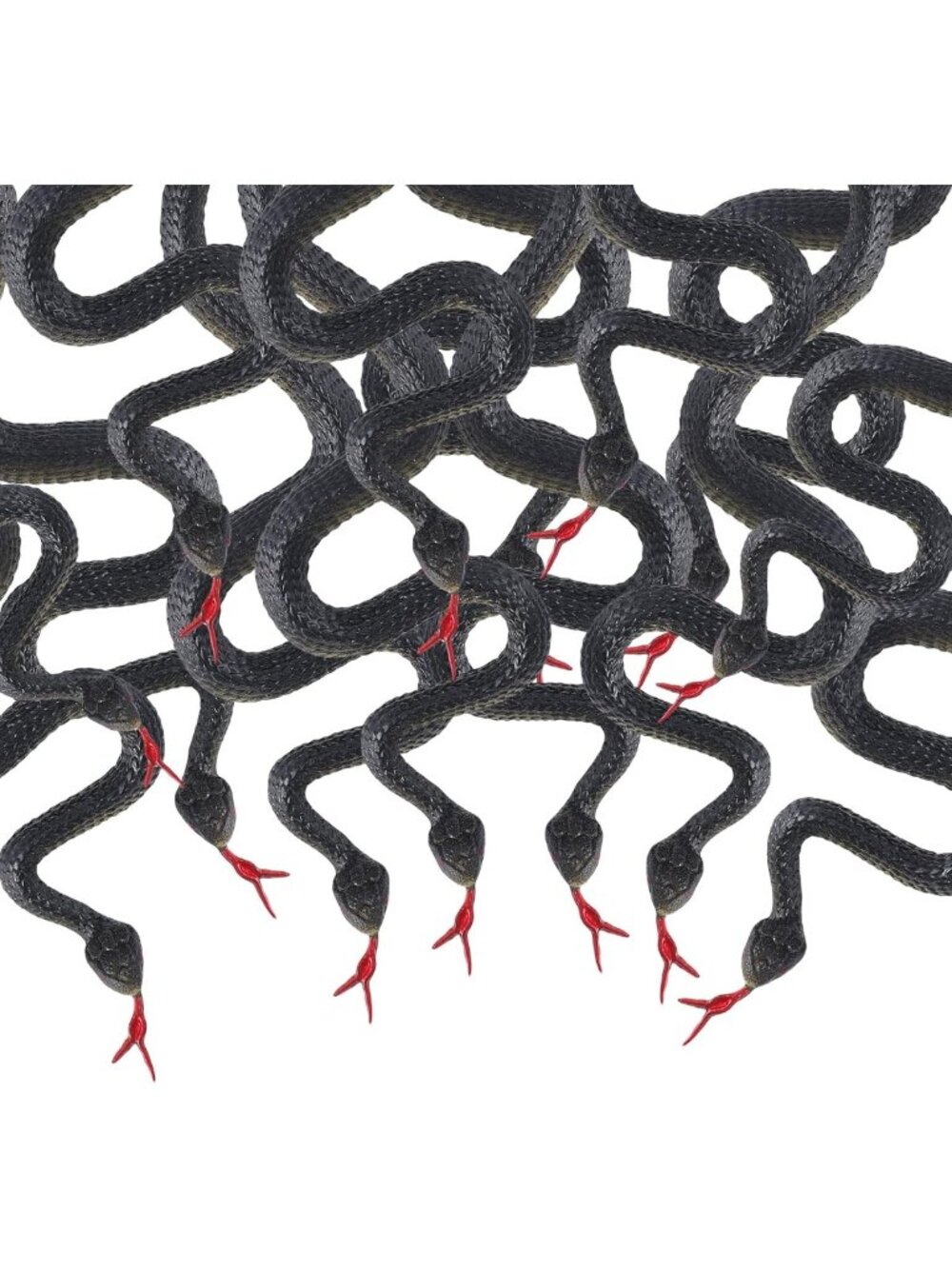50 Pcs Realistic Rubber Snakes - 17.7" Black Plastic Garden Props for Pranks